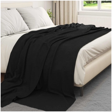 Pleds melna 240 x 220 cm flīss
