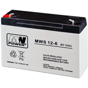 MWPower akumulators MWS 6V 12Ah F1(187) AGM, 5 gad