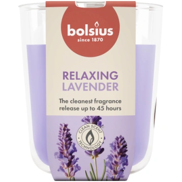 Svece, aromātiskā Bolsius Relaxing Lavender, 45 h,