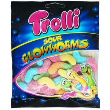 Želejkonfektes Glowworms 100g, Trolli