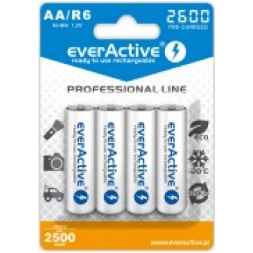 4x everActive Professional Line AA R6 2600mAh 1.2V