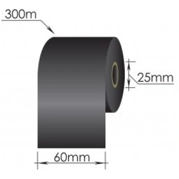 Ribbons 60mm x 300m/25mm/60mm/Wax-Resin/Out, melns