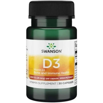 SWANSON D3 vitamīns 1000 SV (30 kapsulas)