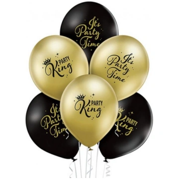 Lateksa baloni hromēti ar uzrakstu "Party King" 1 