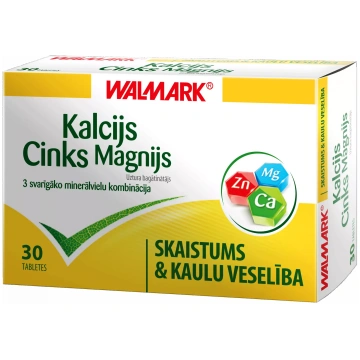 WALMARK Kalcijs-Cinks-Magnijs tabletes, 30 gab
