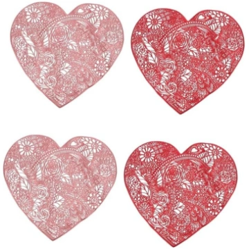 DECHOUS Set of 4 Heart-Shaped Place Mats Washable 
