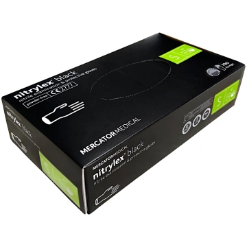 Cimdi nitrila nepūderēti Mercator NITRYLEX Black S