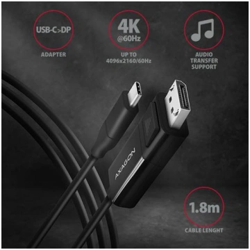 Axagon Active USB-C - DisplayPort cable - adapter 