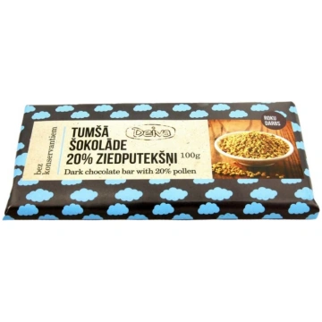 Šokolāde tumšā 20% ziedputekšņi, 100g Deiva