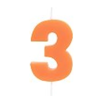 Svece cipars "3", oranža, Idena