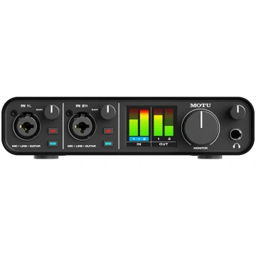 MOTU M2 USB audio saskarne ar TRS un RCA savienoju