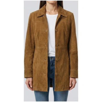 Women's Brown Suede Car Coat Decrum