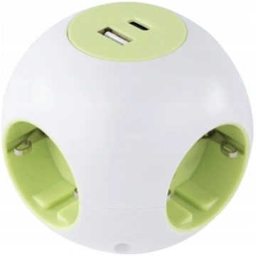 REV PowerGlobe Steckdosenwürfel 4-fach USB weiß-gr