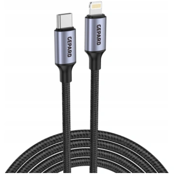 Kabel USB Gepard USB-C - Lightning 2 m Czarny (GEP