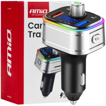 Car FM Transmitter 1×USB-C microSD 12V 24V AMIO-04