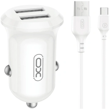 XO CC67 Car Charger, 2xUSB, 12W + Type-C Cable CC6