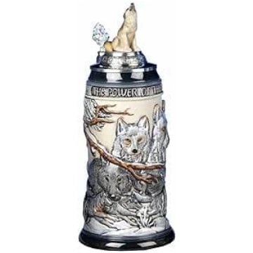 Bierkrug Wolf Rudel Relief Seidel 0,5 Litri Bierse
