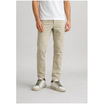 Jeckerson Jeans Beige Cinque Tasche Slim Con Toppa