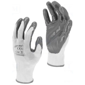Protective gloves | Size: 9 | grey/white | nitryl,