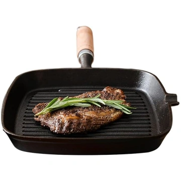 Grill pannas, kempinga pannas ar koka rokturi, erg