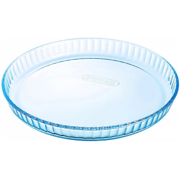 Stikla trauks Pyrex, caurspīdīga krās