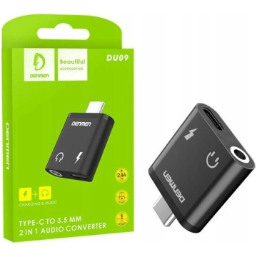 USB Adapter Vega USB-C - Jack 3.5mm + USB-C Black 