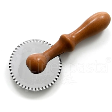 Steel pizza cutter with single 80 mm toothed blade