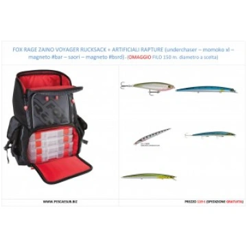 PROMO FOX RAGE ZAINO VOYAGER RUCKSACK + ARTIFICIAL