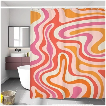 LIGHTINHOME Retro 70s Groovy dušas aizkars 72" W x