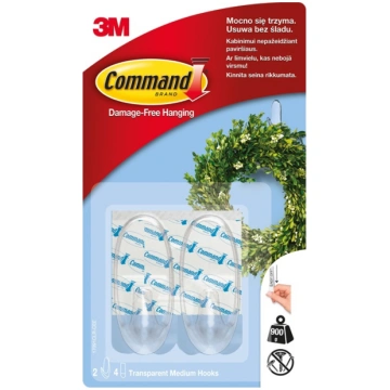 Āķis 3M Command T17091CC, caurspīdīga krās., 2 gab