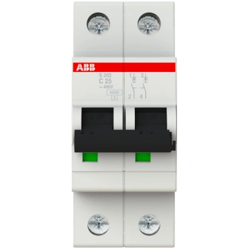 ABB S202-C25 automātslēdzis 2P C25A, 2CDS252001R02