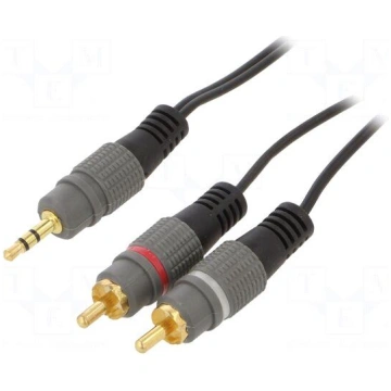 Cable | Jack 3.5mm 3pin plug,RCA plug x2 | 1.5m | 