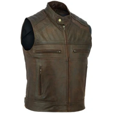 Vintage Ādas Moto Veste Coffee Racer stilā (Brūna)