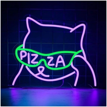 Neona izkārtne „Pizza Cat“, anime stila neona izkā