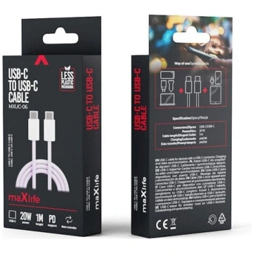 USB kabelis USB-C - USB-C, 1m 20W, violeta. Maxlif