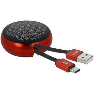Delock USB Retractable Cable Type-A to USB-C™ blac