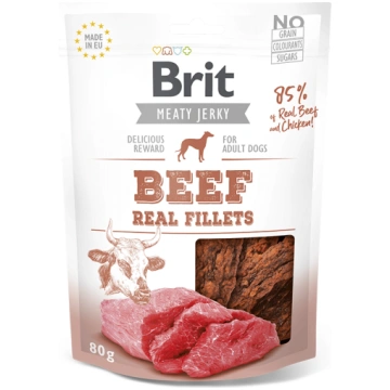 Brit Jerky Beef Real Fillets ir gardums suņiem, 80