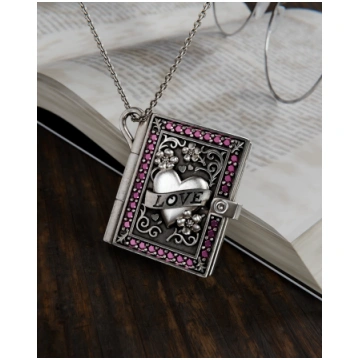 Pink Romance Book Locket Necklace Gadget4entertain