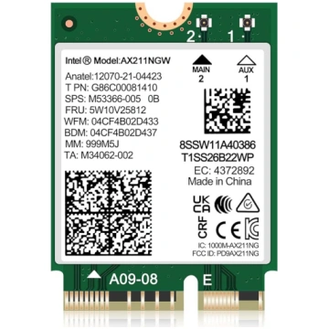 WiFi 6E bezvadu karte AX211 NGW. Atbalsta tikai CN