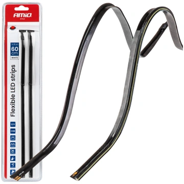 Elastīgas LED sānu lentes, baltas 2x30cm 12V AMIO-