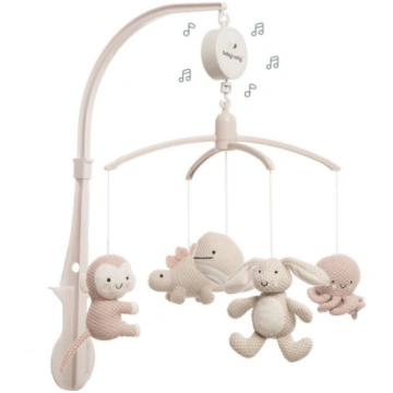 Muzikālā karuselis Babys Only veci rozā/silts lins