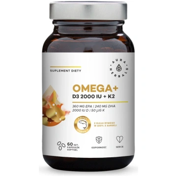 AURA HERBALS Omega+ D3 vitamīns 2000 SV /holekalci