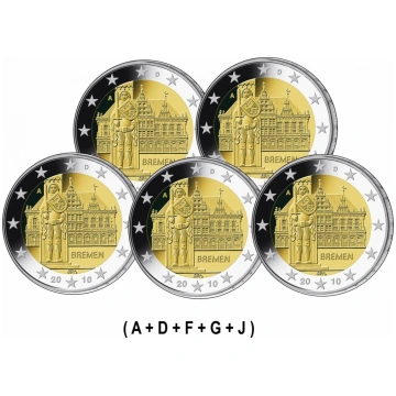 Germany 2 Euro 2010 - Bremen (All 5 mints, A D F G