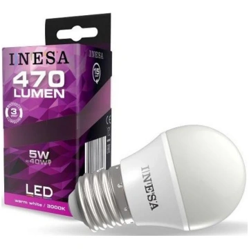 LED spuldze INESA Ball E27 5W 470lm 3000K
