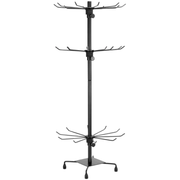 QWORK® 3 līmeņu melns metāla rotējošs statīvs, ide