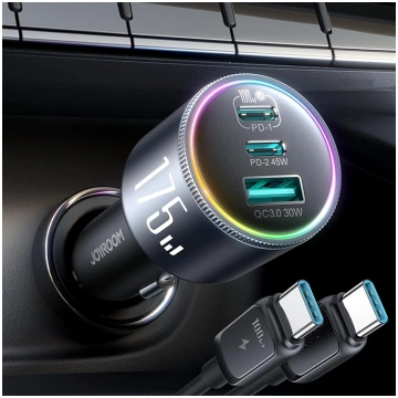 JOYROOM 175W 3 portu USB C ar 100W C-C kabeli, PD1