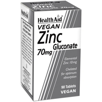 HealthAid Vegan Zinc Gluconate 70mg tabletes N90