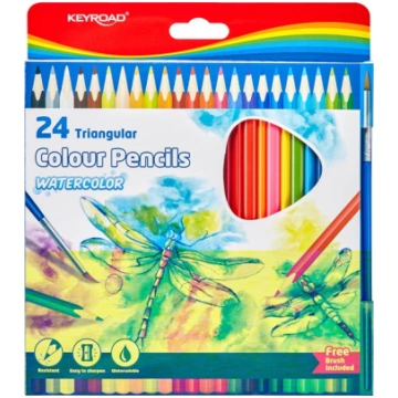 Akvareļu zīmuļi Keyroad, 24 krāsas, trīsstūra form