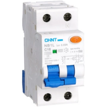 Chint kombinēts noplūdes automāts 2P B16A A-tips 3