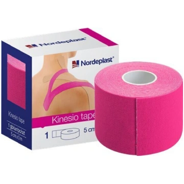 Kinezioloģiskais teips Nordeplast 5cmx5m, rozā, N1